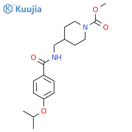 methyl 4-({4-(propan-2-yloxy)phenylformamido}methyl)piperidine-1-carboxylate structure