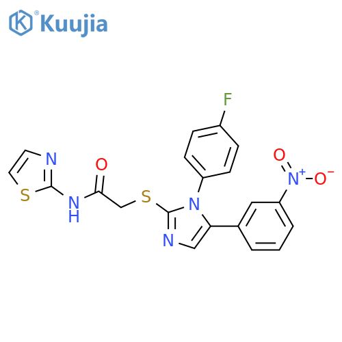 2-{[1-(4-fluorophenyl)-5-(3-nitrophenyl)-1H-imidazol-2-yl]sulfanyl}-N-(1,3-thiazol-2-yl)acetamide structure
