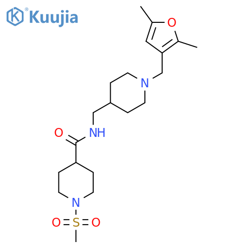 N-({1-(2,5-dimethylfuran-3-yl)methylpiperidin-4-yl}methyl)-1-methanesulfonylpiperidine-4-carboxamide structure
