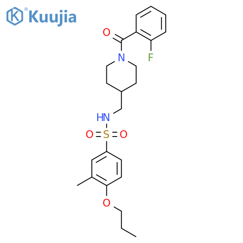 N-{1-(2-fluorobenzoyl)piperidin-4-ylmethyl}-3-methyl-4-propoxybenzene-1-sulfonamide structure