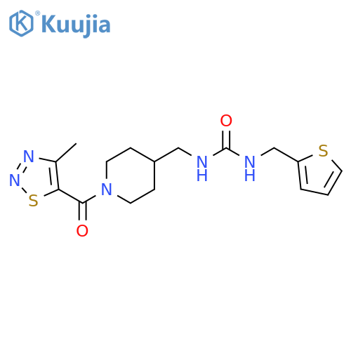 1-{1-(4-methyl-1,2,3-thiadiazole-5-carbonyl)piperidin-4-ylmethyl}-3-(thiophen-2-yl)methylurea structure
