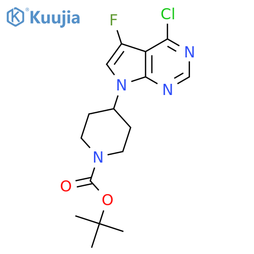 tert-Butyl 4-(4-chloro-5-fluoro-7H-pyrrolo[2,3-d]pyrimidin-7-yl)piperidine-1-carboxylate structure