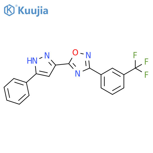 5-(3-phenyl-1H-pyrazol-5-yl)-3-[3-(trifluoromethyl)phenyl]-1,2,4-oxadiazole structure