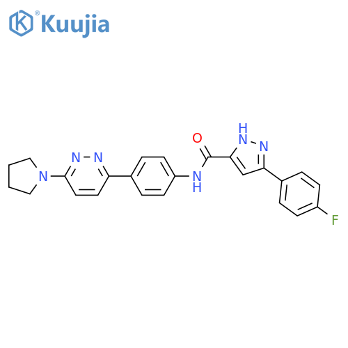 3-(4-fluorophenyl)-N-{4-[6-(pyrrolidin-1-yl)pyridazin-3-yl]phenyl}-1H-pyrazole-5-carboxamide structure