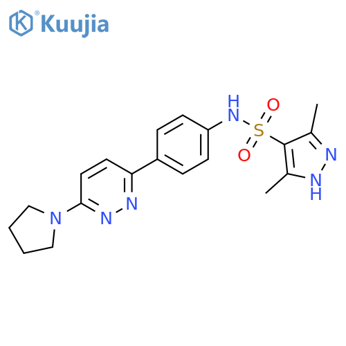 3,5-dimethyl-N-{4-[6-(pyrrolidin-1-yl)pyridazin-3-yl]phenyl}-1H-pyrazole-4-sulfonamide structure