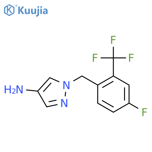 1-{[4-Fluoro-2-(trifluoromethyl)phenyl]methyl}-1H-pyrazol-4-amine structure