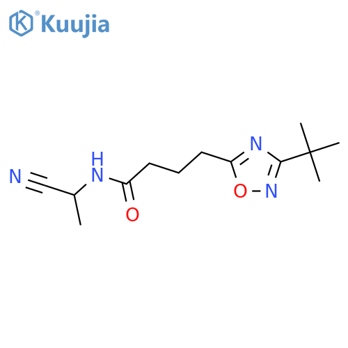 4-(3-tert-butyl-1,2,4-oxadiazol-5-yl)-N-(1-cyanoethyl)butanamide structure