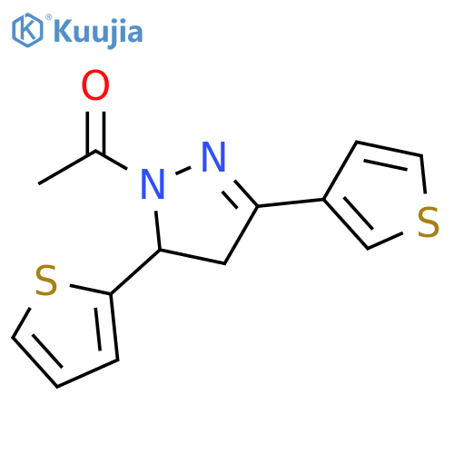 1-[5-(thiophen-2-yl)-3-(thiophen-3-yl)-4,5-dihydro-1H-pyrazol-1-yl]ethan-1-one structure