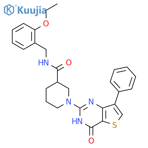 N-(2-ethoxyphenyl)methyl-1-{4-oxo-7-phenyl-3H,4H-thieno3,2-dpyrimidin-2-yl}piperidine-3-carboxamide structure