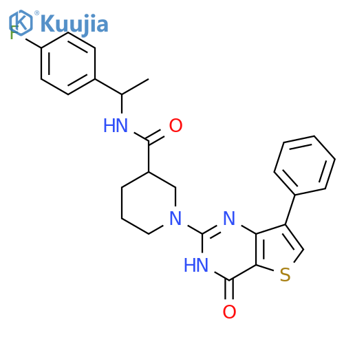 N-1-(4-fluorophenyl)ethyl-1-{4-oxo-7-phenyl-3H,4H-thieno3,2-dpyrimidin-2-yl}piperidine-3-carboxamide structure