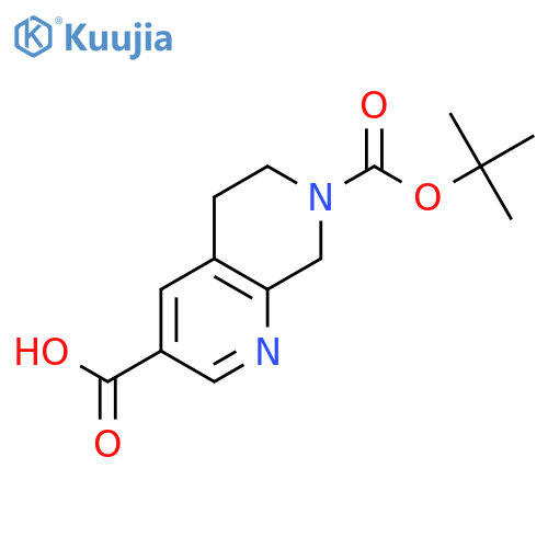 7-[(tert-butoxy)carbonyl]-5,6,7,8-tetrahydro-1,7-naphthyridine-3-carboxylic acid structure