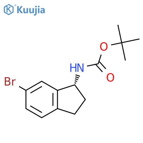 tert-butyl N-(1R)-6-bromo-2,3-dihydro-1H-inden-1-ylcarbamate structure