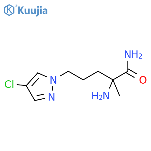 2-amino-5-(4-chloro-1H-pyrazol-1-yl)-2-methylpentanamide structure