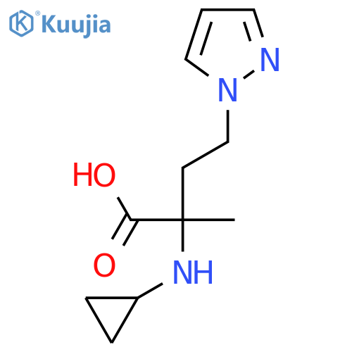 2-(cyclopropylamino)-2-methyl-4-(1H-pyrazol-1-yl)butanoic acid structure