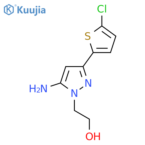 2-5-amino-3-(5-chlorothiophen-2-yl)-1H-pyrazol-1-ylethan-1-ol structure