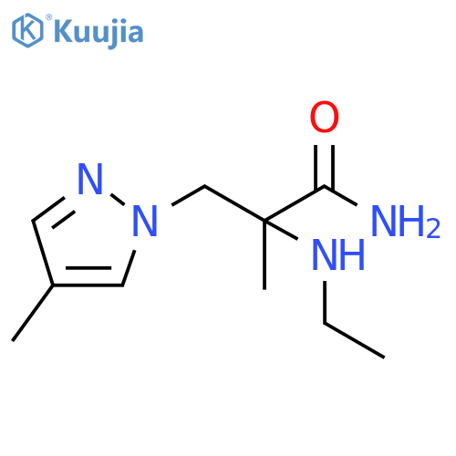 2-(ethylamino)-2-methyl-3-(4-methyl-1H-pyrazol-1-yl)propanamide structure