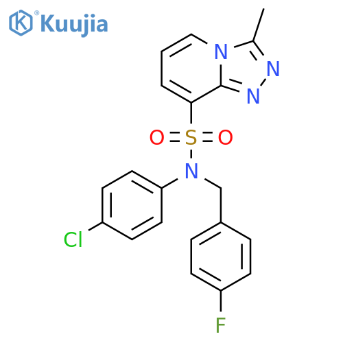 N-(4-chlorophenyl)-N-(4-fluorophenyl)methyl-3-methyl-1,2,4triazolo4,3-apyridine-8-sulfonamide structure