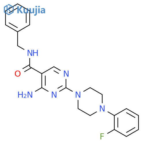 4-amino-N-benzyl-2-[4-(2-fluorophenyl)piperazin-1-yl]pyrimidine-5-carboxamide structure