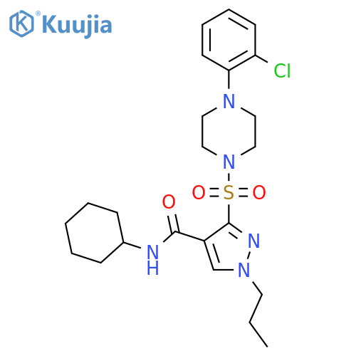 3-{[4-(2-chlorophenyl)piperazin-1-yl]sulfonyl}-N-cyclohexyl-1-propyl-1H-pyrazole-4-carboxamide structure