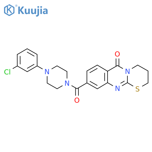 9-4-(3-chlorophenyl)piperazine-1-carbonyl-2H,3H,4H,6H-1,3thiazino2,3-bquinazolin-6-one structure