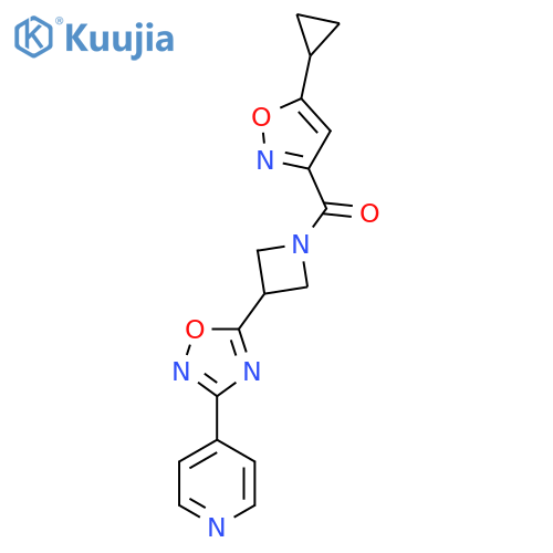 4-{5-[1-(5-cyclopropyl-1,2-oxazole-3-carbonyl)azetidin-3-yl]-1,2,4-oxadiazol-3-yl}pyridine structure