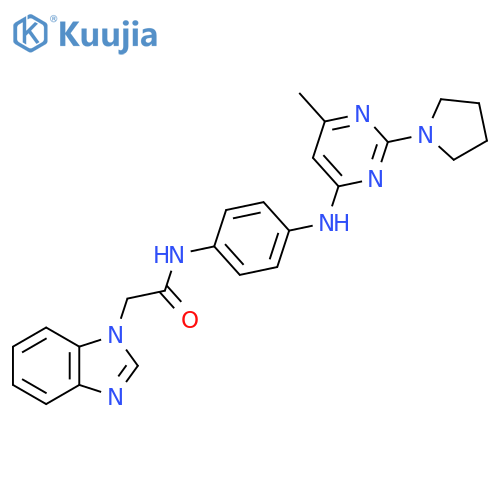 2-(1H-1,3-benzodiazol-1-yl)-N-(4-{6-methyl-2-(pyrrolidin-1-yl)pyrimidin-4-ylamino}phenyl)acetamide structure