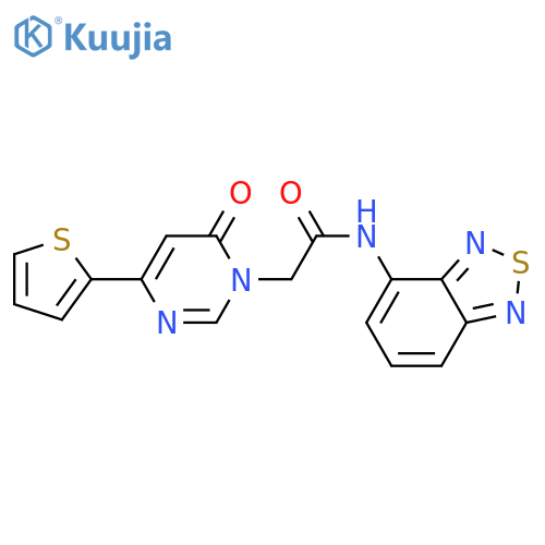 N-(2,1,3-benzothiadiazol-4-yl)-2-6-oxo-4-(thiophen-2-yl)-1,6-dihydropyrimidin-1-ylacetamide structure