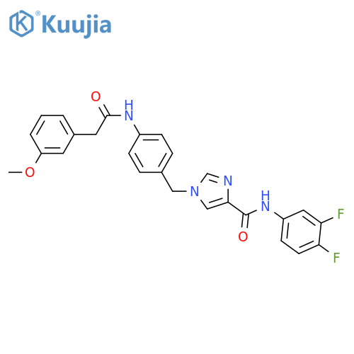 N-(3,4-difluorophenyl)-1-({4-2-(3-methoxyphenyl)acetamidophenyl}methyl)-1H-imidazole-4-carboxamide structure