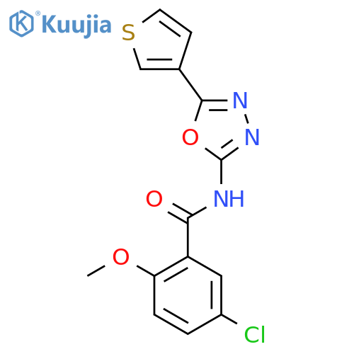 5-chloro-2-methoxy-N-5-(thiophen-3-yl)-1,3,4-oxadiazol-2-ylbenzamide structure