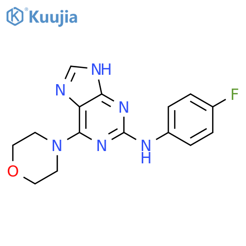 N-(4-fluorophenyl)-6-(morpholin-4-yl)-9H-purin-2-amine structure