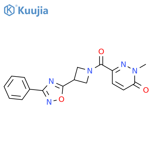 2-methyl-6-[3-(3-phenyl-1,2,4-oxadiazol-5-yl)azetidine-1-carbonyl]-2,3-dihydropyridazin-3-one structure