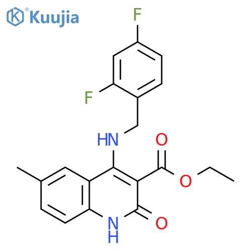 ethyl 4-{[(2,4-difluorophenyl)methyl]amino}-6-methyl-2-oxo-1,2-dihydroquinoline-3-carboxylate structure