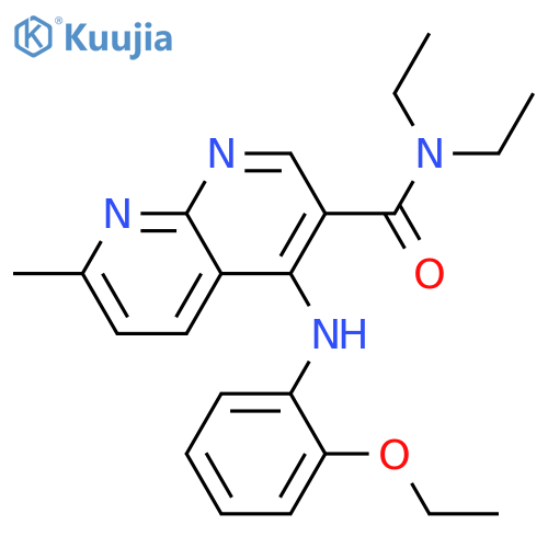 4-[(2-ethoxyphenyl)amino]-N,N-diethyl-7-methyl-1,8-naphthyridine-3-carboxamide structure
