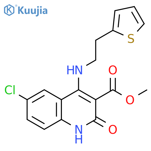 methyl 6-chloro-2-oxo-4-{[2-(thiophen-2-yl)ethyl]amino}-1,2-dihydroquinoline-3-carboxylate structure