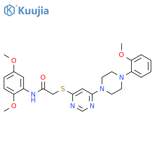 N-(2,5-dimethoxyphenyl)-2-({6-[4-(2-methoxyphenyl)piperazin-1-yl]pyrimidin-4-yl}sulfanyl)acetamide structure