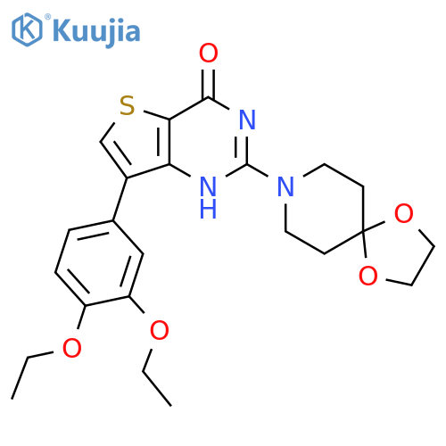 7-(3,4-diethoxyphenyl)-2-{1,4-dioxa-8-azaspiro[4.5]decan-8-yl}-3H,4H-thieno[3,2-d]pyrimidin-4-one structure