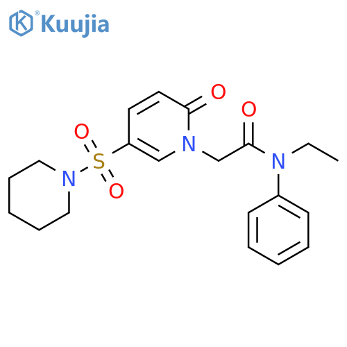 N-ethyl-2-[2-oxo-5-(piperidine-1-sulfonyl)-1,2-dihydropyridin-1-yl]-N-phenylacetamide structure