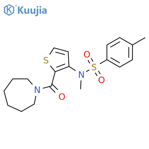 N-[2-(azepane-1-carbonyl)thiophen-3-yl]-N,4-dimethylbenzene-1-sulfonamide structure