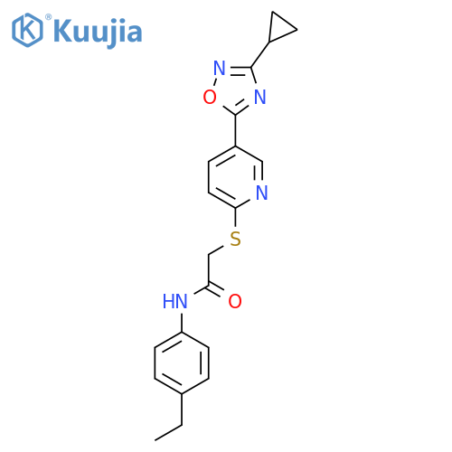 2-{5-(3-cyclopropyl-1,2,4-oxadiazol-5-yl)pyridin-2-ylsulfanyl}-N-(4-ethylphenyl)acetamide structure