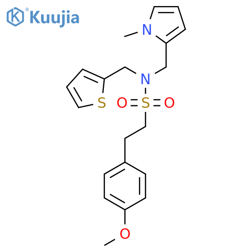 2-(4-methoxyphenyl)-N-(1-methyl-1H-pyrrol-2-yl)methyl-N-(thiophen-2-yl)methylethane-1-sulfonamide structure