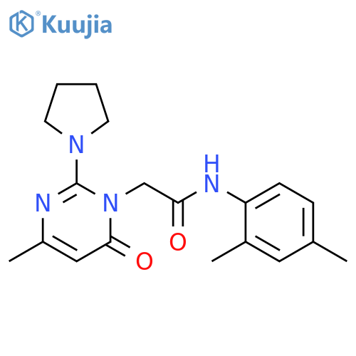 N-(2,4-dimethylphenyl)-2-4-methyl-6-oxo-2-(pyrrolidin-1-yl)-1,6-dihydropyrimidin-1-ylacetamide structure