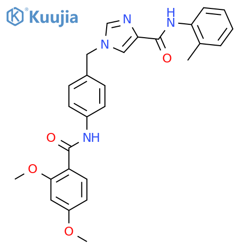 1-{4-(2,4-dimethoxybenzamido)phenylmethyl}-N-(2-methylphenyl)-1H-imidazole-4-carboxamide structure
