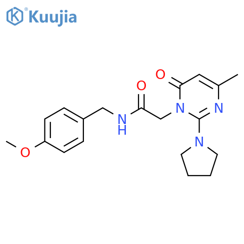 N-(4-methoxyphenyl)methyl-2-4-methyl-6-oxo-2-(pyrrolidin-1-yl)-1,6-dihydropyrimidin-1-ylacetamide structure
