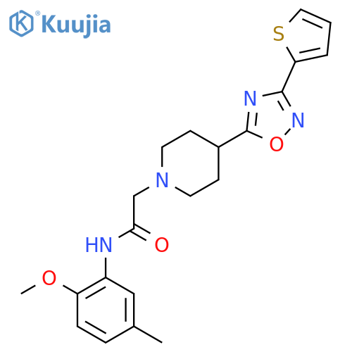 N-(2-methoxy-5-methylphenyl)-2-{4-3-(thiophen-2-yl)-1,2,4-oxadiazol-5-ylpiperidin-1-yl}acetamide structure