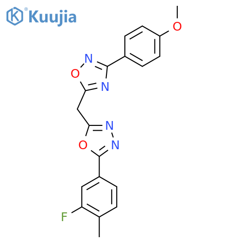 5-{5-(3-fluoro-4-methylphenyl)-1,3,4-oxadiazol-2-ylmethyl}-3-(4-methoxyphenyl)-1,2,4-oxadiazole structure