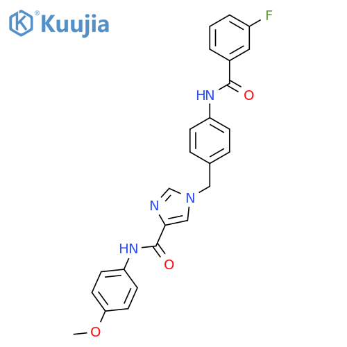 1-{4-(3-fluorobenzamido)phenylmethyl}-N-(4-methoxyphenyl)-1H-imidazole-4-carboxamide structure