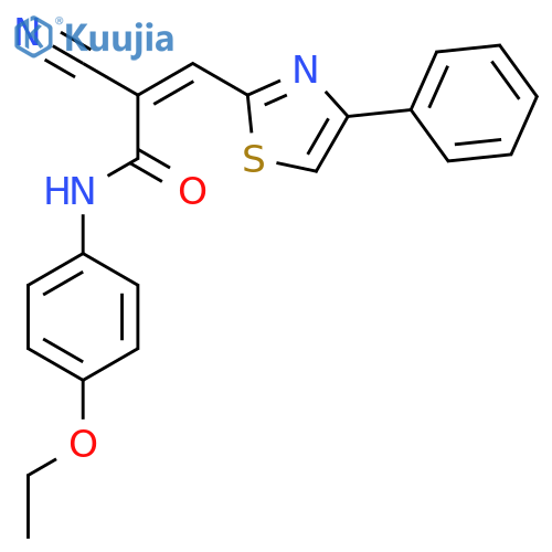 2-cyano-N-(4-ethoxyphenyl)-3-(4-phenyl-1,3-thiazol-2-yl)prop-2-enamide structure