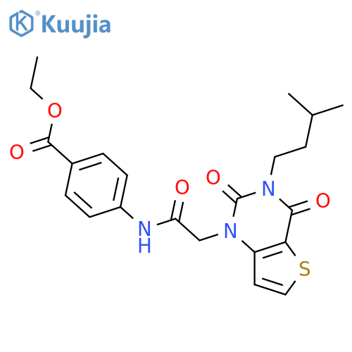 ethyl 4-{2-[3-(3-methylbutyl)-2,4-dioxo-1H,2H,3H,4H-thieno[3,2-d]pyrimidin-1-yl]acetamido}benzoate structure