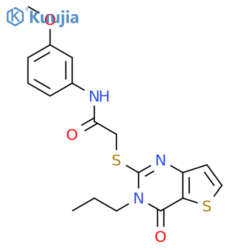 N-(3-methoxyphenyl)-2-({4-oxo-3-propyl-3H,4H-thieno[3,2-d]pyrimidin-2-yl}sulfanyl)acetamide structure