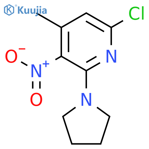 Pyridine, 6-chloro-4-methyl-3-nitro-2-(1-pyrrolidinyl)- structure